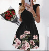 Ženska obleka s cvetličnim vzorcem 2699 črna