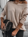 Ženski pulover s širokim izrezom 1143 bež