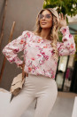 Ženska vzorčasta bluza z elastikom na rokavih K62041