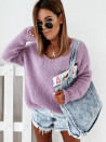 Ženski enobarven pulover 00777 svetlo vijolična