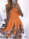 Ženska obleka s cvetličnim vzorcem 2699 oranžna