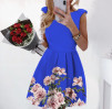 Ženska obleka s cvetličnim vzorcem 2699 modra