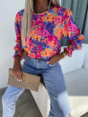Ženska vzorčasta bluza z elastikom na rokavih K62043