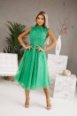 Ženska obleka s čipko in tilom 5227 zelena