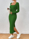 Ženska obleka z oglatim izrezom AR3096 zelena