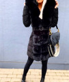 Ženska jakna parka s puhasto kapuco K719 črna