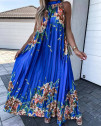 Ženska dolga obleka s cvetličnim vzorcem FG1425
