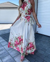 Ženska dolga obleka s cvetličnim vzorcem FG1425