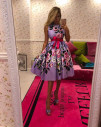 Ženska obleka s cvetličnim vzorcem H9234 vijolična