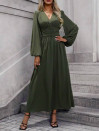 Ženska dolga obleka K6127 olivna