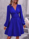 Ženska obleka A kroja K6124 modra