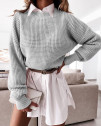 Ženski enobarven pulover 00876 siva