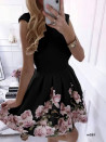 Ženska obleka s cvetličnim vzorcem 2699 črna