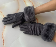 Ženske rokavice z krznom DR-3 siva