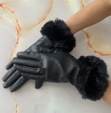 Ženske usnjene rokavice z krznom DR-4