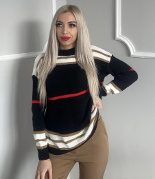 Ženski pulover s črtami 88232 črna