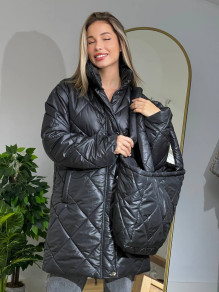 Ženski komplet jakna in torba N4123 črna