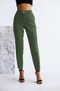 Ženske enobarvne hlače A0833 temno zelena