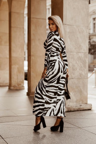 Ženska dolga obleka z razporkom 1817 zebra