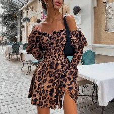 Ženska obleka z leopardovim vzorcem 21619