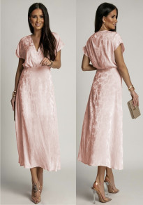 Дамска ефектна рокля K9603 розов