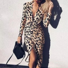 Ženska obleka z leopardovim vzorcem 2564
