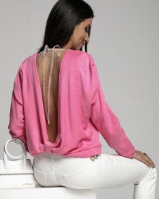 Ženska bluza z golim hrbtom 6753 roza
