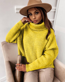 Ženski pulover s puli ovratnikom 00813 rumena