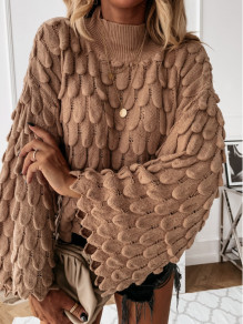 Ženski pulover z obsežnimi rokavi 00695 kamelja