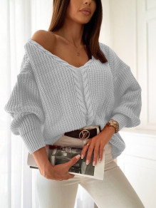 Ženski spektakularen pulover 87102 siva