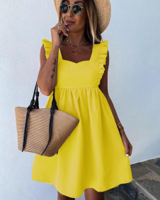 Ženska obleka A kroja X5135 rumena