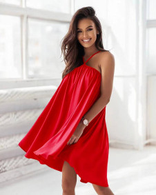 Ženska ohlapna obleka A6461 rdeča