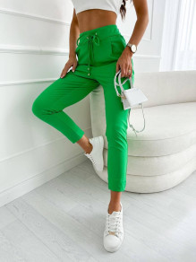 Ženske hlače z vezalkami A0856 zelena