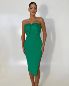 Ženska spektakularna obleka z lokom LP4788 zelena