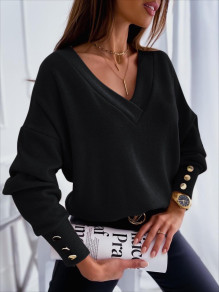 Ženska bluza z gumbi na rokavih 6033 črna