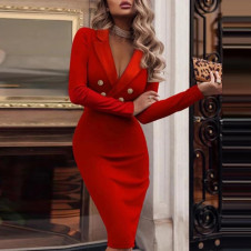 Ženska stilska obleka H1992 rdeča