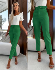 Ženske hlače s pasom A0887 zelena