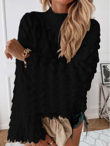 Ženski pulover s širokimi rokavi 00695 črna