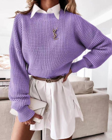 Ženski enobarven pulover 00876