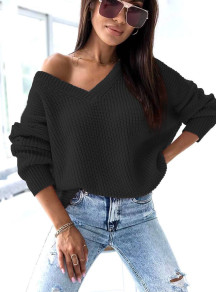 Ženski pulover z V-izrezom 001052