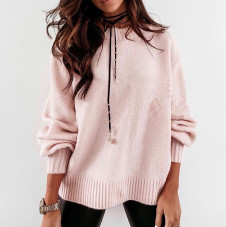 Ženski ohlapen pulover 00739 roza
