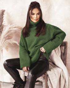 Ženski pulover s puli ovratnikom 1144 temno zelena