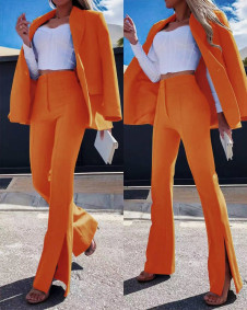 Ženski komplet suknjič in hlače 6429 oranžna