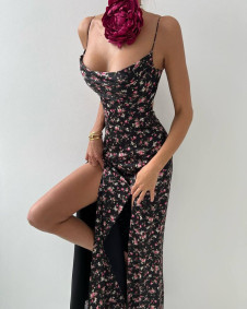 Ženska dolga obleka s cvetličnim vzorcem 31275