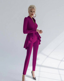 Ženski komplet suknjič in hlače X6911 violet