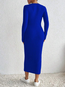 Ženska obleka z razporkom AR3170 modra