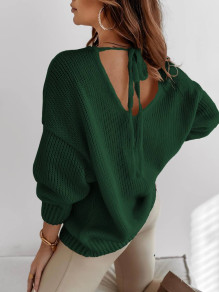 Ženski pulover s spektakularnim hrbtom K87130 zelena