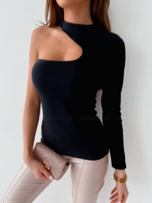 Ženska odprta bluza z enim rokavom EM1605 črna