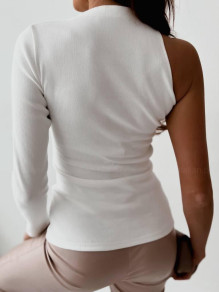 Ženska odprta bluza z enim rokavom EM1605 bela
