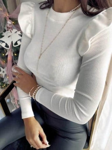 Ženska bluza s spektakularni rokavi EM1553 bela
